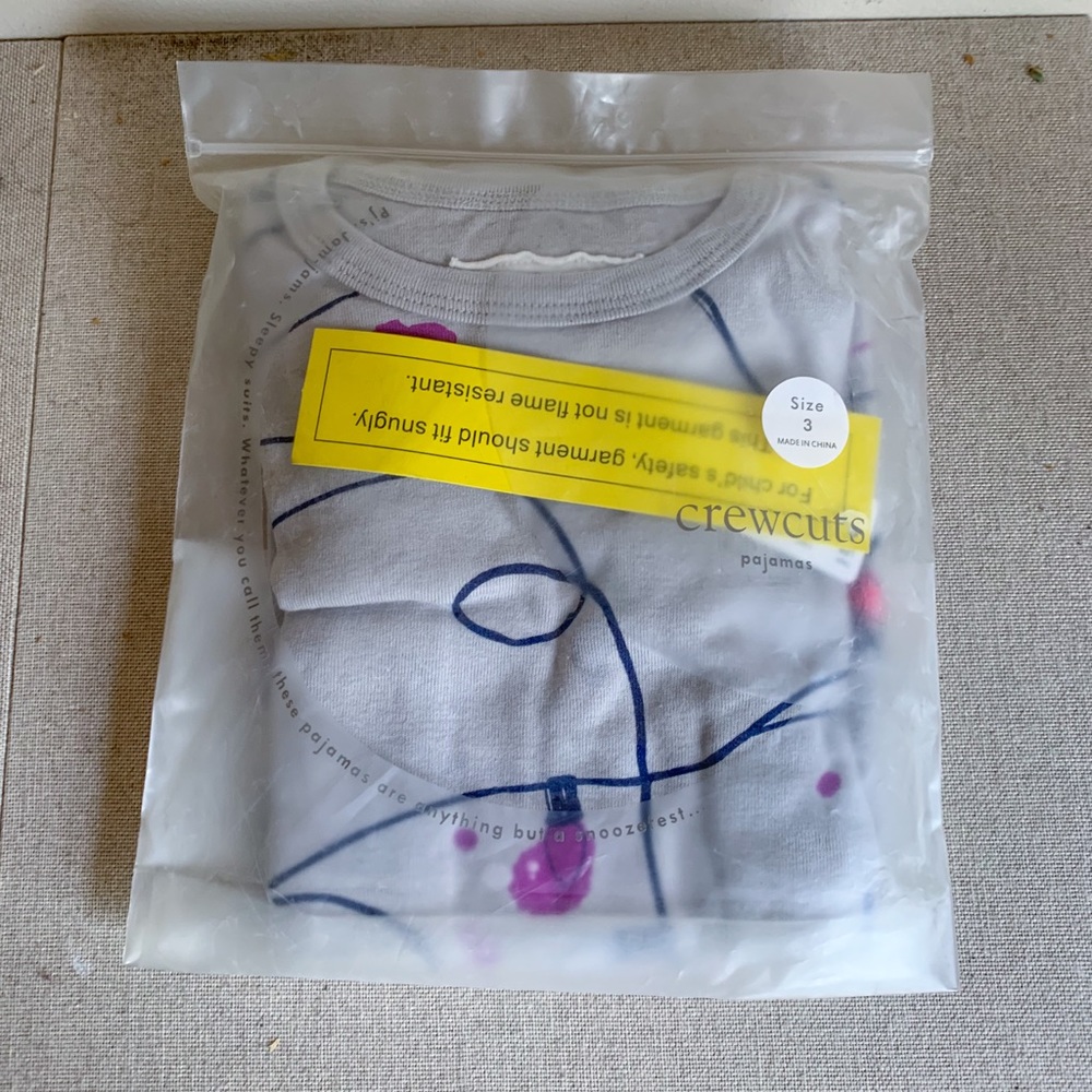 NWT Crewcuts Toddler Girl Grey Pajama Set Sz 3